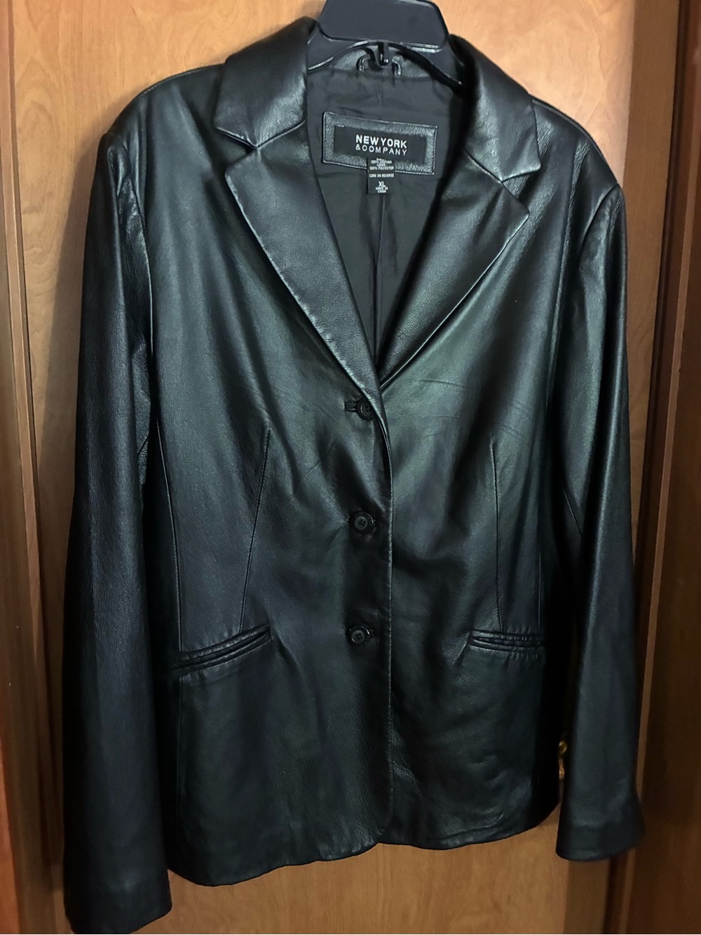 New York & Company Black Leather Blazer